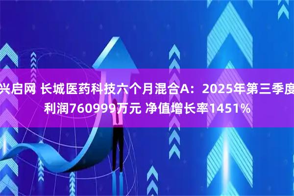 兴启网 长城医药科技六个月混合A：2025年第三季度利润760999万元 净值增长率1451%